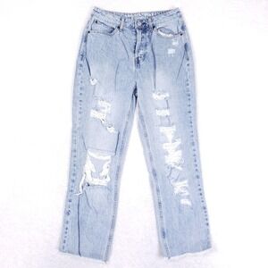 Vanilla Star 90s Boyfriend Jeans Light Wash Distressed Button Fly Size 7 V23197
